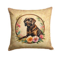 Chocolate Labrador Retriever and Flowers Decorative Throw Pillow 14x14 Indoor Outdoor Accent Cushion, Fabric Cover with Insert for Sofa, Bed, Porch & Living Room