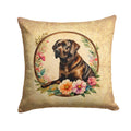Chocolate Labrador Retriever and Flowers Decorative Throw Pillow 18x18 Indoor Outdoor Accent Cushion, Fabric Cover with Insert for Sofa, Bed, Porch & Living Room