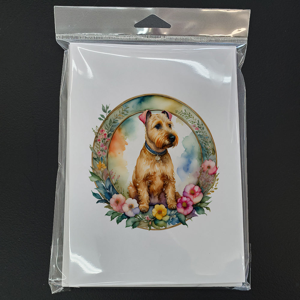 Lakeland Terrier and Flowers Greeting Cards Pack of 8 Blank Cards with Envelopes Whimsical A7 Size 5x7