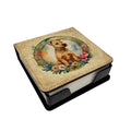 Lakeland Terrier and Flowers PU Leather Note Paper Holder with Artist-Designed Cover, Desk Accessory, Office Gift