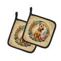 Lakeland Terrier and Flowers Pot Holder Set of 2 Heat Resistant Quilted Hot Pads 7.5 x 7.5 Inch, Insulated Kitchen Trivets for Cooking & Baking