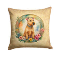 Lakeland Terrier and Flowers Decorative Throw Pillow 14x14 Indoor Outdoor Accent Cushion, Fabric Cover with Insert for Sofa, Bed, Porch & Living Room