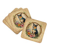 Lancashire Heeler and Flowers Foam Coasters Set of 4 Cup Coasters for Indoor Outdoor, Tabletop Protection, Anti Slip, Mouse pad Material
