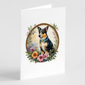 Lancashire Heeler and Flowers Greeting Cards Pack of 8 Blank Cards with Envelopes Whimsical A7 Size 5x7
