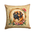 Leonberger and Flowers Decorative Throw Pillow 14x14 Indoor Outdoor Accent Cushion, Fabric Cover with Insert for Sofa, Bed, Porch & Living Room
