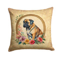Mastiff and Flowers Decorative Throw Pillow 14x14 Indoor Outdoor Accent Cushion, Fabric Cover with Insert for Sofa, Bed, Porch & Living Room