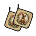 Norfolk Terrier and Flowers Pot Holder Set of 2 Heat Resistant Quilted Hot Pads 7.5 x 7.5 Inch, Insulated Kitchen Trivets for Cooking & Baking