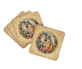 Norwegian Buhund and Flowers Foam Coasters Set of 4 Cup Coasters for Indoor Outdoor, Tabletop Protection, Anti Slip, Mouse pad Material