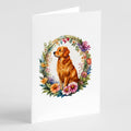 Nova Scotia Duck Tolling Retriever and Flowers Greeting Cards Pack of 8 Blank Cards with Envelopes Whimsical A7 Size 5x7