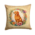 Nova Scotia Duck Tolling Retriever and Flowers Decorative Throw Pillow 14x14 Indoor Outdoor Accent Cushion, Fabric Cover with Insert for Sofa, Bed, Porch & Living Room