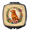 Nova Scotia Duck Tolling Retriever and Flowers Compact Mirror Decorative Travel Makeup Mirror for Women Girls Gifts Pocket Makeup Mirror Folding Handheld