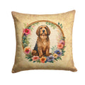 Otterhound and Flowers Decorative Throw Pillow 14x14 Indoor Outdoor Accent Cushion, Fabric Cover with Insert for Sofa, Bed, Porch & Living Room