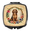Otterhound and Flowers Compact Mirror Decorative Travel Makeup Mirror for Women Girls Gifts Pocket Makeup Mirror Folding Handheld