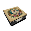 Pomeranian and Flowers PU Leather Note Paper Holder with Artist-Designed Cover, Desk Accessory, Office Gift