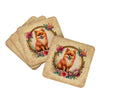 Pomeranian and Flowers Foam Coasters Set of 4 Cup Coasters for Indoor Outdoor, Tabletop Protection, Anti Slip, Mouse pad Material