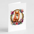 Pomeranian and Flowers Greeting Cards Pack of 8 Blank Cards with Envelopes Whimsical A7 Size 5x7