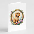 Poodle and Flowers Greeting Cards Pack of 8 Blank Cards with Envelopes Whimsical A7 Size 5x7