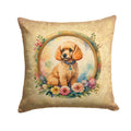 Poodle and Flowers Decorative Throw Pillow 14x14 Indoor Outdoor Accent Cushion, Fabric Cover with Insert for Sofa, Bed, Porch & Living Room