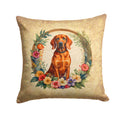 Redbone Coonhound and Flowers Decorative Throw Pillow 14x14 Indoor Outdoor Accent Cushion, Fabric Cover with Insert for Sofa, Bed, Porch & Living Room