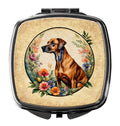 Rhodesian Ridgeback and Flowers Compact Mirror Decorative Travel Makeup Mirror for Women Girls Gifts Pocket Makeup Mirror Folding Handheld