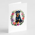 Rottweiler and Flowers Greeting Cards Pack of 8 Blank Cards with Envelopes Whimsical A7 Size 5x7