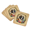 Saint Bernard and Flowers Foam Coasters Set of 4 Cup Coasters for Indoor Outdoor, Tabletop Protection, Anti Slip, Mouse pad Material