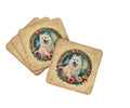 Samoyed and Flowers Foam Coasters Set of 4 Cup Coasters for Indoor Outdoor, Tabletop Protection, Anti Slip, Mouse pad Material