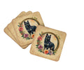 Schipperke and Flowers Foam Coasters Set of 4 Cup Coasters for Indoor Outdoor, Tabletop Protection, Anti Slip, Mouse pad Material