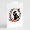 Scottish Terrier and Flowers Greeting Cards Pack of 8 Blank Cards with Envelopes Whimsical A7 Size 5x7