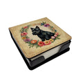 Scottish Terrier and Flowers PU Leather Note Paper Holder with Artist-Designed Cover, Desk Accessory, Office Gift