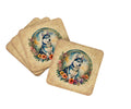 Siberian Husky and Flowers Foam Coasters Set of 4 Cup Coasters for Indoor Outdoor, Tabletop Protection, Anti Slip, Mouse pad Material