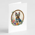 Silky Terrier and Flowers Greeting Cards Pack of 8 Blank Cards with Envelopes Whimsical A7 Size 5x7