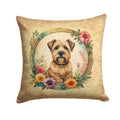 Wheaten Terrier and Flowers Decorative Throw Pillow 14x14 Indoor Outdoor Accent Cushion, Fabric Cover with Insert for Sofa, Bed, Porch & Living Room