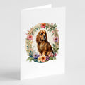 Sussex Spaniel and Flowers Greeting Cards Pack of 8 Blank Cards with Envelopes Whimsical A7 Size 5x7