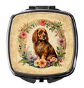 Sussex Spaniel and Flowers Compact Mirror Decorative Travel Makeup Mirror for Women Girls Gifts Pocket Makeup Mirror Folding Handheld