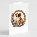 Tibetan Spaniel and Flowers Greeting Cards Pack of 8 Blank Cards with Envelopes Whimsical A7 Size 5x7