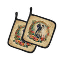 Weimaraner and Flowers Pot Holder Set of 2 Heat Resistant Quilted Hot Pads 7.5 x 7.5 Inch, Insulated Kitchen Trivets for Cooking & Baking