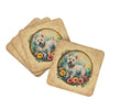 Westie and Flowers Foam Coasters Set of 4 Cup Coasters for Indoor Outdoor, Tabletop Protection, Anti Slip, Mouse pad Material
