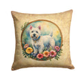 Westie and Flowers Decorative Throw Pillow 18x18 Indoor Outdoor Accent Cushion, Fabric Cover with Insert for Sofa, Bed, Porch & Living Room