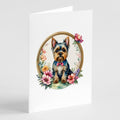 Yorkshire Terrier and Flowers Greeting Cards Pack of 8 Blank Cards with Envelopes Whimsical A7 Size 5x7