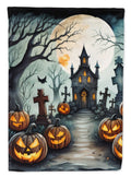 Graveyard Spooky Halloween House Flag 28x40 Porch Sleeve Pole Decorative Outside Yard Banner Artwork Wall Hanging, Polyester