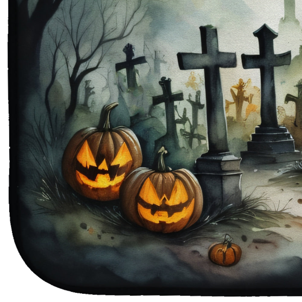 Graveyard Spooky Halloween Dish Drying Mat Absorbent Dish Drying Mat Pad for Kitchen Counter Dish Drainer Mat for Countertop, 14 x 21", Multicolor