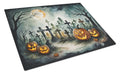 Graveyard Spooky Halloween Cutting Board Tempered Glass Kitchen Cutting Surface, Heat Resistant Chopping, Non-Slip Feet, Food Prep & Serving