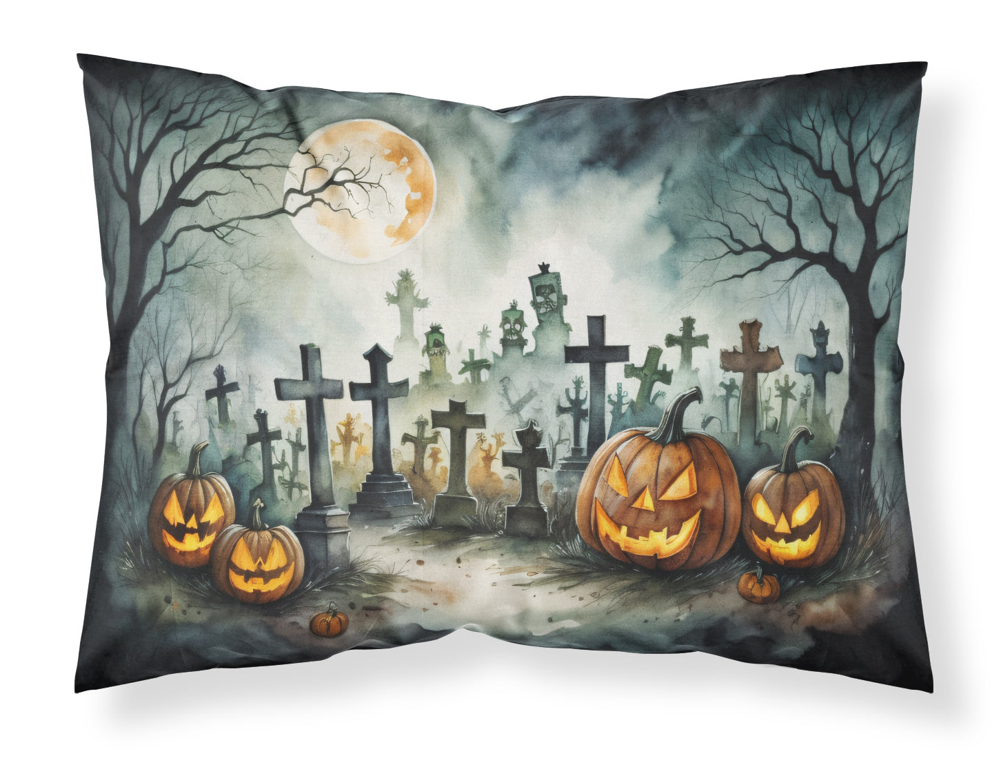 Graveyard Spooky Halloween Standard Pillowcase Lightweight Super Soft Easy Care Decorative Artwork Pillowcase, Standard
