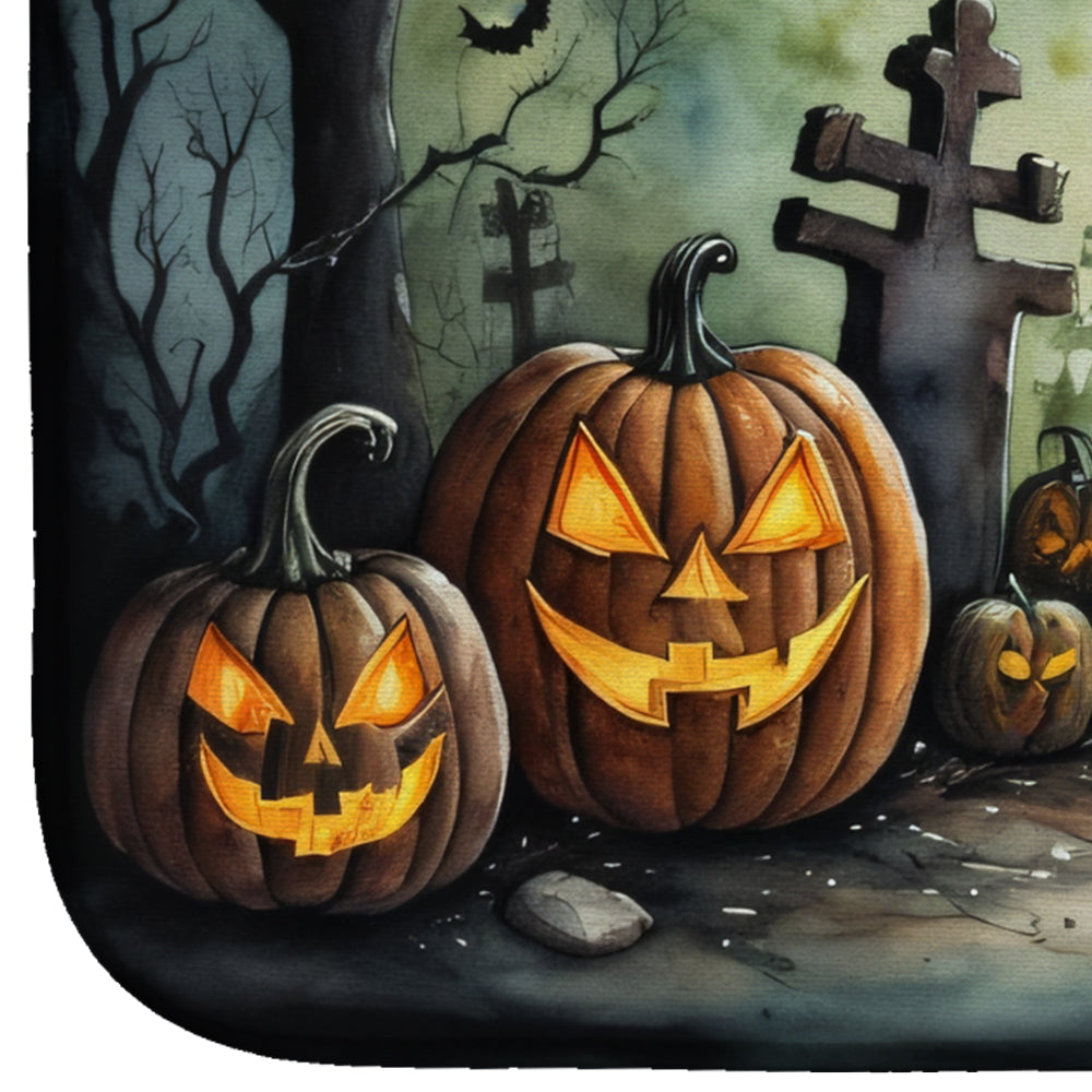 Graveyard Spooky Halloween Dish Drying Mat Absorbent Dish Drying Mat Pad for Kitchen Counter Dish Drainer Mat for Countertop, 14 x 21", Multicolor