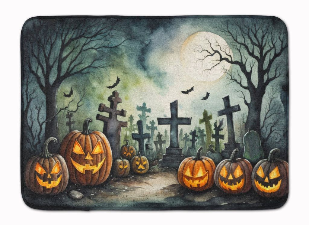 Graveyard Spooky Halloween Memory Foam Kitchen Mat Machine Washable Anti-Fatigue Cushion Comfort Bath or Kitchen Rug