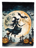 Flying Witch Spooky Halloween House Flag 28x40 Porch Sleeve Pole Decorative Outside Yard Banner Artwork Wall Hanging, Polyester