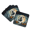 Flying Witch Spooky Halloween Foam Coasters Set of 4 Cup Coasters for Indoor Outdoor, Tabletop Protection, Anti Slip, Mouse pad Material