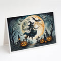 Flying Witch Spooky Halloween Greeting Cards Pack of 8 Blank Cards with Envelopes Whimsical A7 Size 5x7