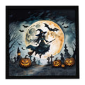 Flying Witch Spooky Halloween Framed Metal Print Bathroom, Kitchen, Office, Home Decor Wall Art Ready to Hang, Square, 8X8